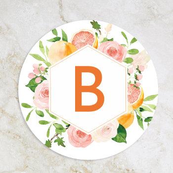 Citrus Watercolor Wedding Monogram Envelope Seal Front View