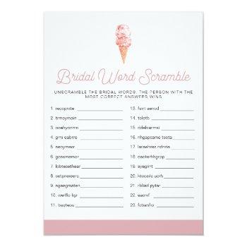 Clara Retro Ice Cream Bridal Shower Word Scramble  Invitation Front View