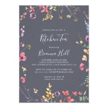 Classic Blue Wild Kitchen Tea Bridal Shower  Invitation Front View