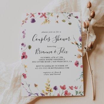 classic colorful wild floral couples shower invitation