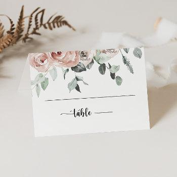 classic dusty pink rose floral wedding  place card