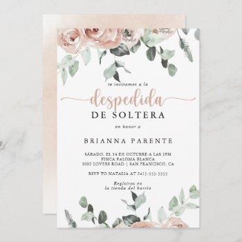 classic dusty pink rose spanish bridal shower   invitation