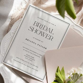 classic elegant black & white bridal shower invitation