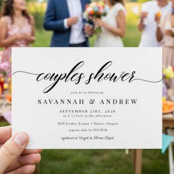 classic elegant script couples bridal shower invitation