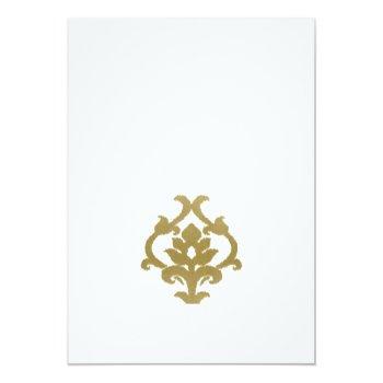 Classic Gold Damask Floral Pattern Engagement Invitation Front View