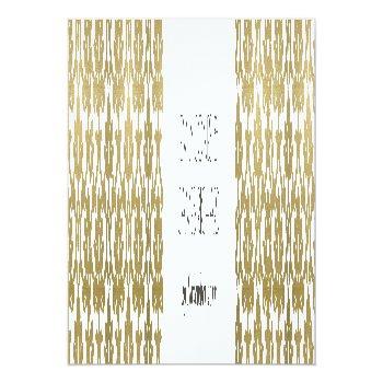 Classic Gold Damask Floral Pattern Monogram Invitation Belly Band Front View