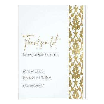 Classic Gold Damask Floral Pattern Thank You Postcard Front View