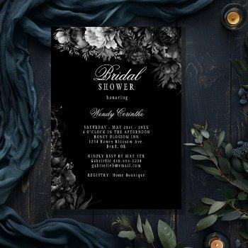 classic gothic black bridal shower invitation