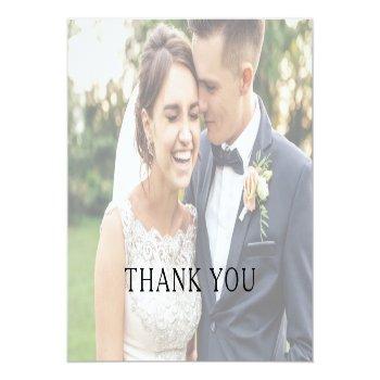 Classic Minimalist Faded Photo Wedding Thank You Postcard Front View