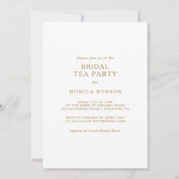 classic minimalist gold bridal tea party invitation