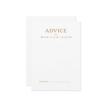 classic minimalist gold wedding advice card
