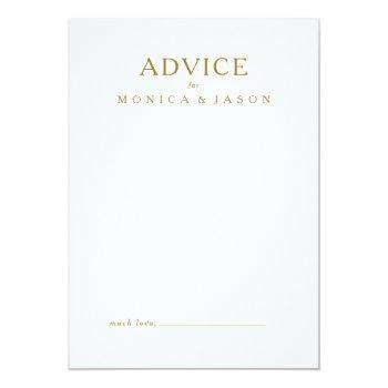 Classic Minimalist Gold Wedding Advice Card Front View