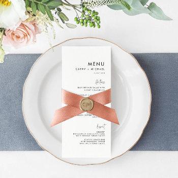 classic minimalist mixed font tall menu card