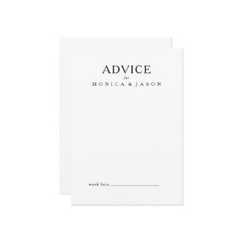 classic minimalist wedding advice card