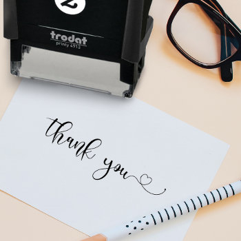 classic script thank you heart self-inking stamp