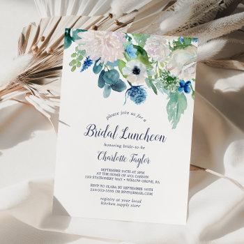 classic white flowers bridal luncheon invitation