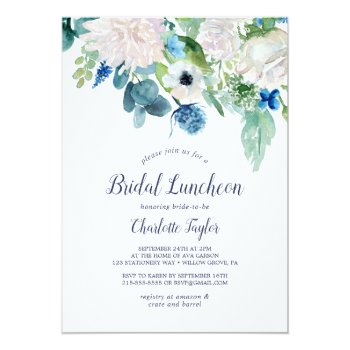 Classic White Flowers Bridal Luncheon Invitation Front View
