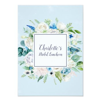 Classic White Flowers Bridal Luncheon Invitation Front View
