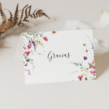 classic wild colorful folded wedding gracias card