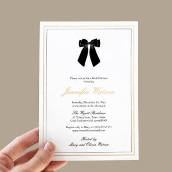classy black white gold old money bridal shower foil invitation