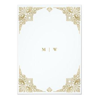 Classy Elegant Gold Art Deco Ornate Couples Shower Invitation Front View