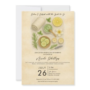 classy spa pampering beauty day bridal shower invitation