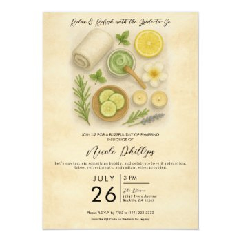 Classy Spa Pampering Beauty Day Bridal Shower  Invitation Front View