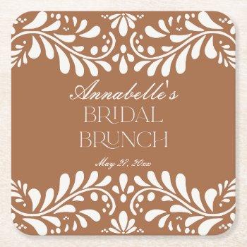 clay talavera tile spanish fiesta bridal brunch square paper coaster