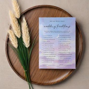 Cloud 9 Wedding Traditions Bridal Shower Game Card Front View