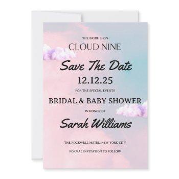 cloud nine colorful pastel bridal and baby shower save the date