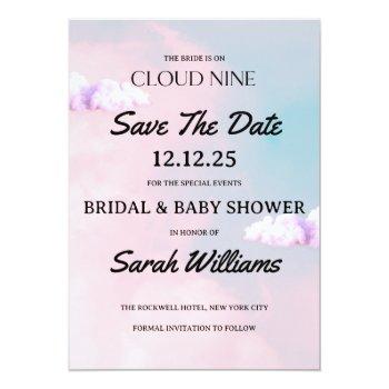 Cloud Nine Colorful Pastel Bridal And Baby Shower Save The Date Front View