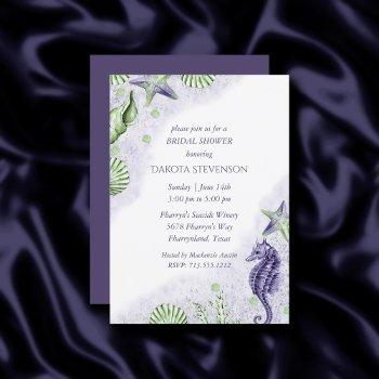 coastal chic | purple and lime green bridal shower invitation