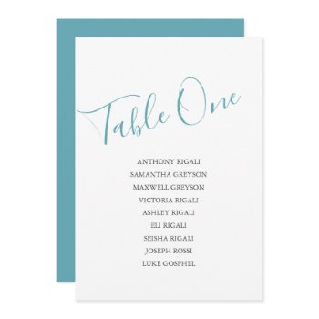 coastal colors wedding seating chart, table plan invitation