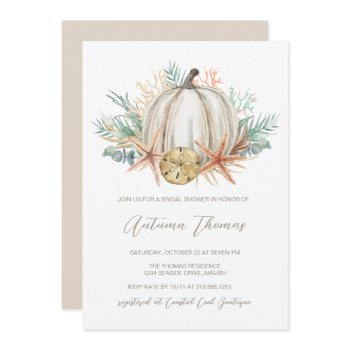 coastal fall pumpkin & seashells bridal shower  invitation