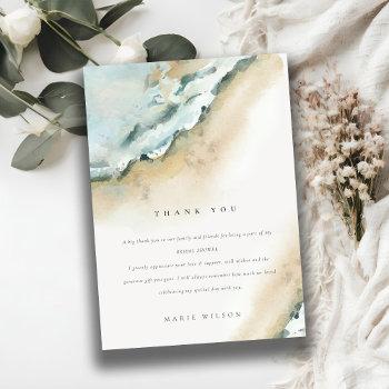 Coastal Sea Wave Sand Beach Nautical Bridal Shower Thank You Card Front View