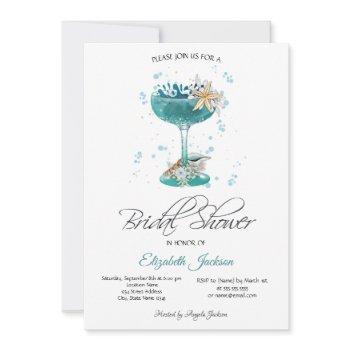 cocktail seashells summer bridal shower invitation