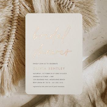 coconut + rose | minimalist script bridal shower foil invitation