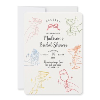 colorful cocktail party bridal shower party invite
