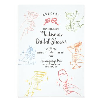 Colorful Cocktail Party Bridal Shower Party Invite Front View