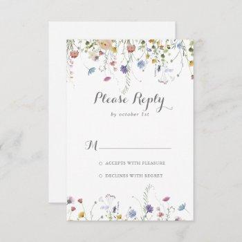 colorful dainty wild flowers calligraphy rsvp