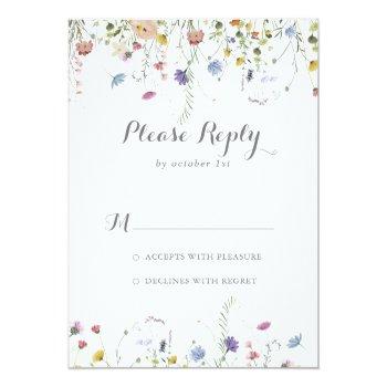 Colorful Dainty Wild Flowers Calligraphy Rsvp Front View