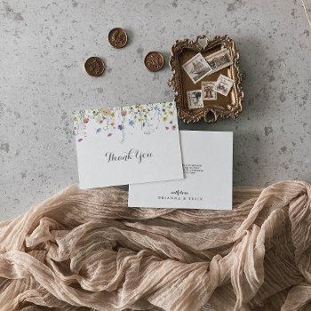 colorful dainty wild flowers flat wedding thank you card