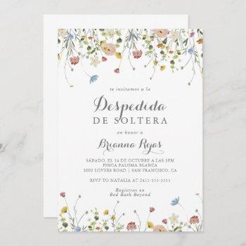 colorful dainty wild flowers spanish bridal shower invitation