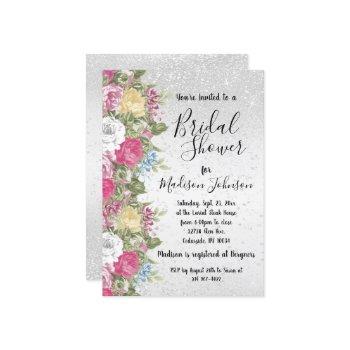 colorful floral bridal shower  invitation