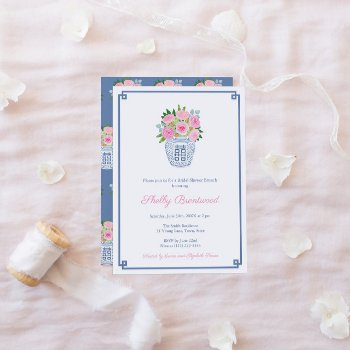 colorful florals ginger jar bridal shower brunch invitation