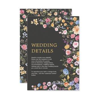 colorful flowers spring wildflower wedding details enclosure card