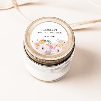 colorful pastel floral bridal shower classic round sticker