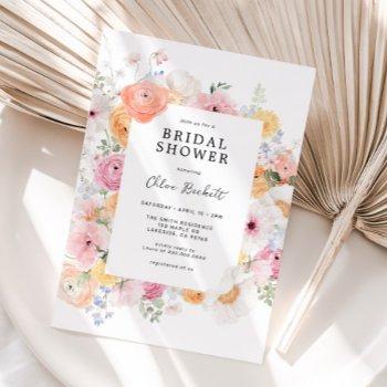 colorful pastel floral bridal shower invitation