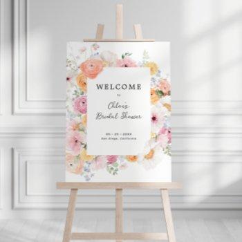 colorful pastel floral bridal shower welcome foam board