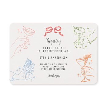 colorful retro cocktail party registry card insert